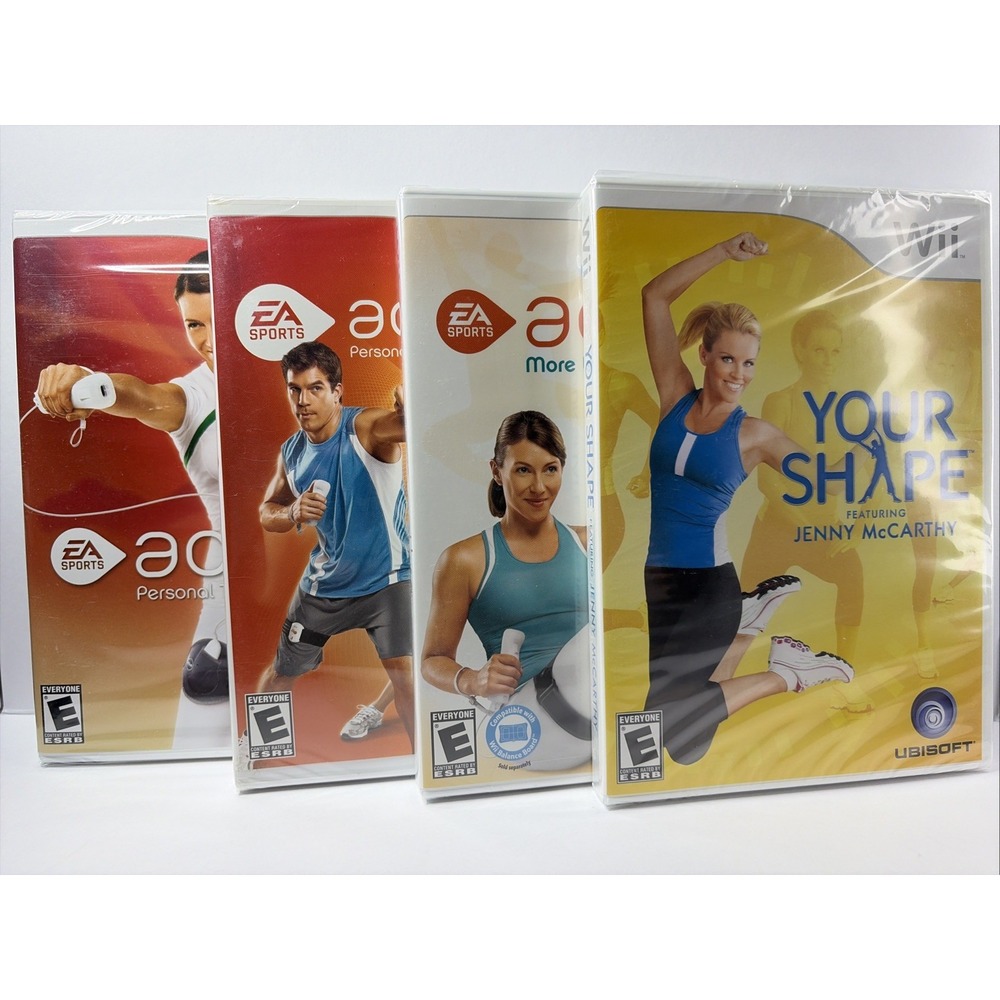 Nintendo Wii fitness Bun- Active, 2, Active More Workouts & Your Shape (4 Games)